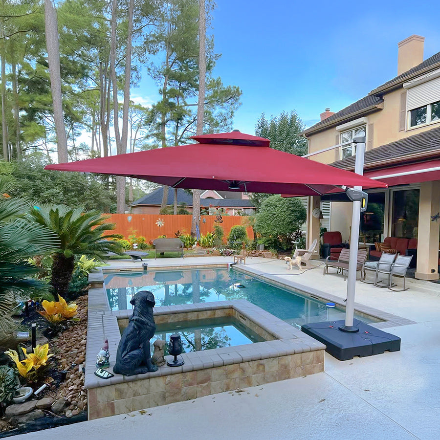 PURPLE LEAF Outdoor Windproof Umbrella, Square Cantilever Umbrella Outside Patio