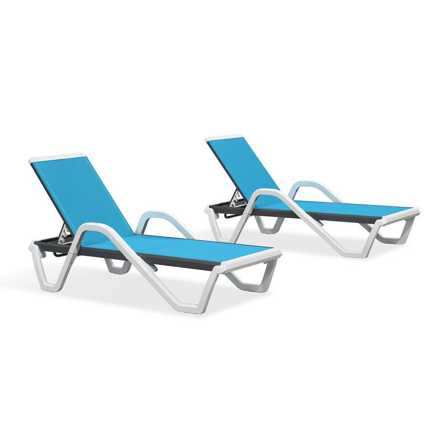Clearance-PURPLE LEAF Patio Chaise Lounge Plastic Pool Outdoor Lounge Chair with Aluminum Frame Stackable Patio Tanning Chairs for Poolside Sunbathing Beach Deck Yard
