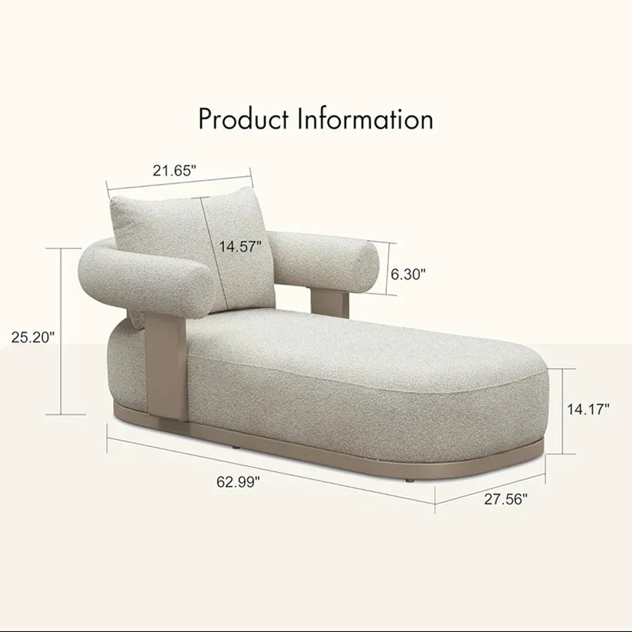 PURPLE LEAF  Provence Outdoor Chaise Lounge  Modern Luxury Aluminum Lounger Daybed with Olefin Lumbar Pillow and Armrest for Patio Poolside Beach Sunbathing Deck