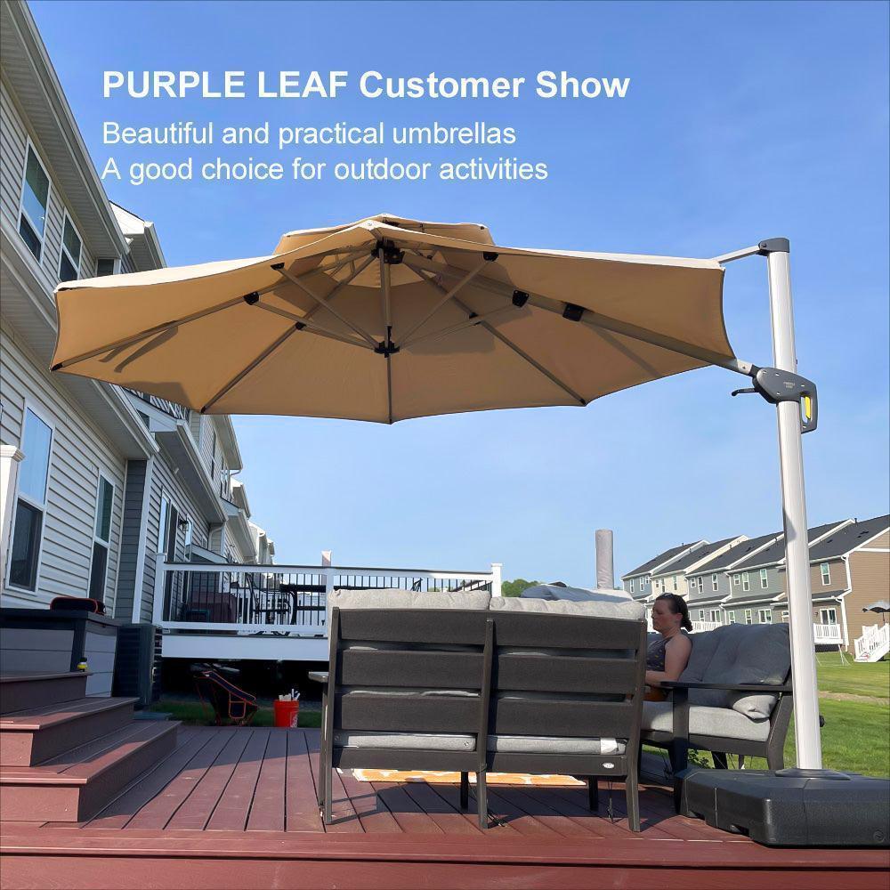 Clearance - PURPLE LEAF OPEN BOX Large Round Patio Cantilever Umbrella for Deck, Pool, Backyard