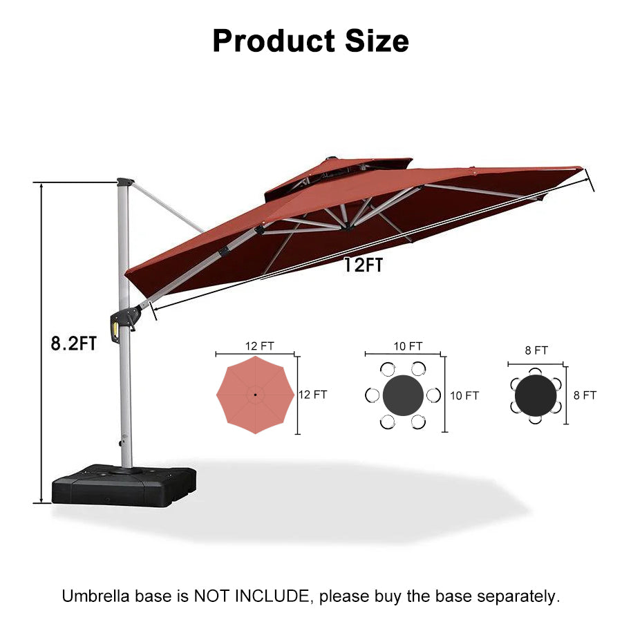 Clearance - PURPLE LEAF OPEN BOX Large Round Patio Cantilever Umbrella for Deck, Pool, Backyard