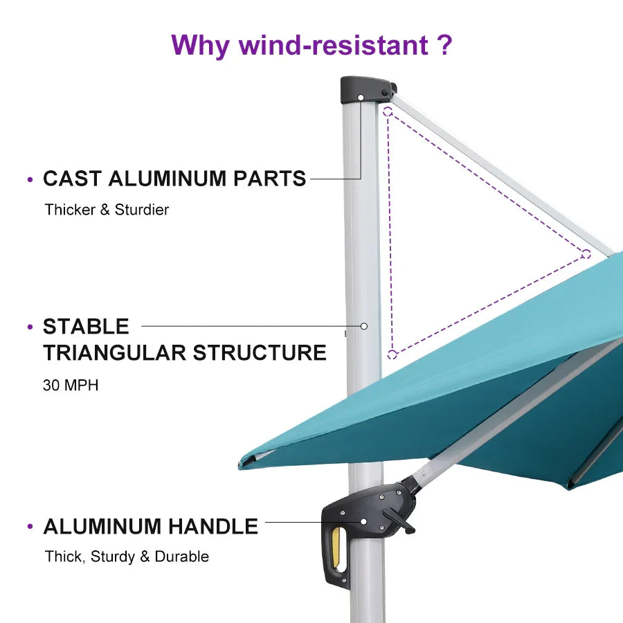 PURPLE LEAF Large Rectangular Porch Umbrella Outside Cantilever Patio Yard Umbrella