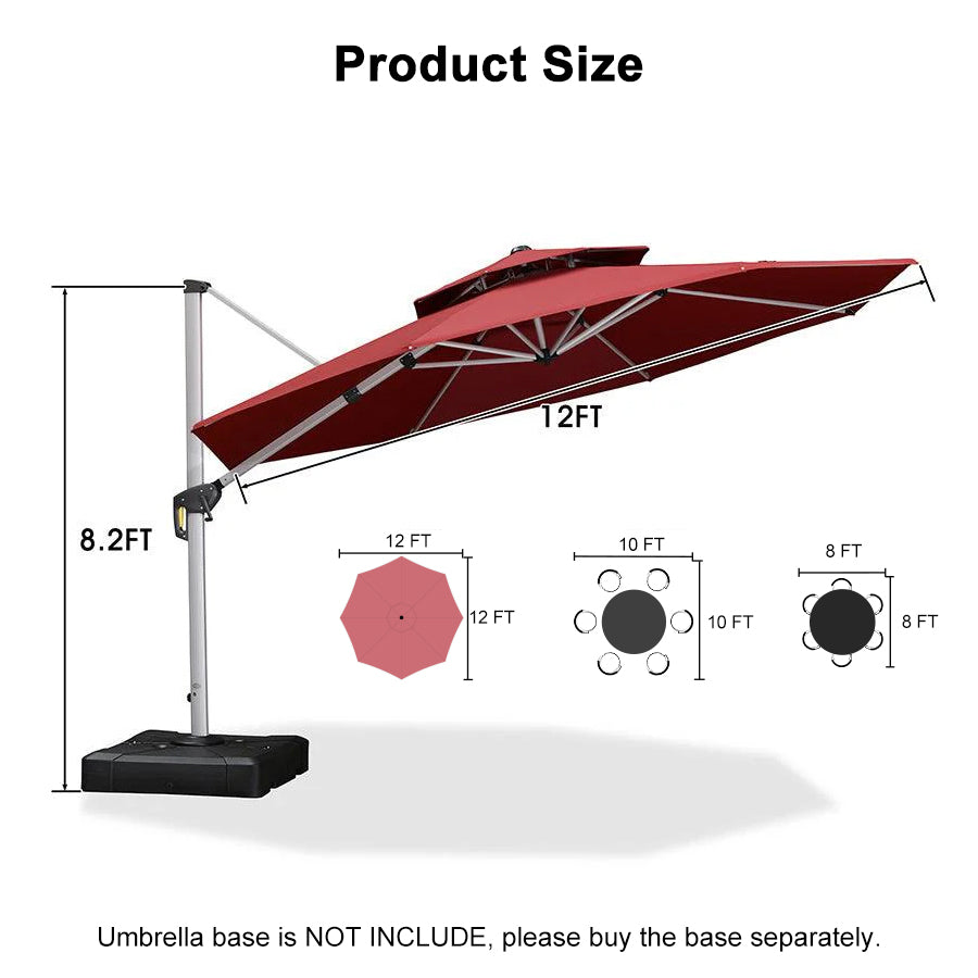 Clearance - PURPLE LEAF OPEN BOX Large Round Patio Cantilever Umbrella for Deck, Pool, Backyard