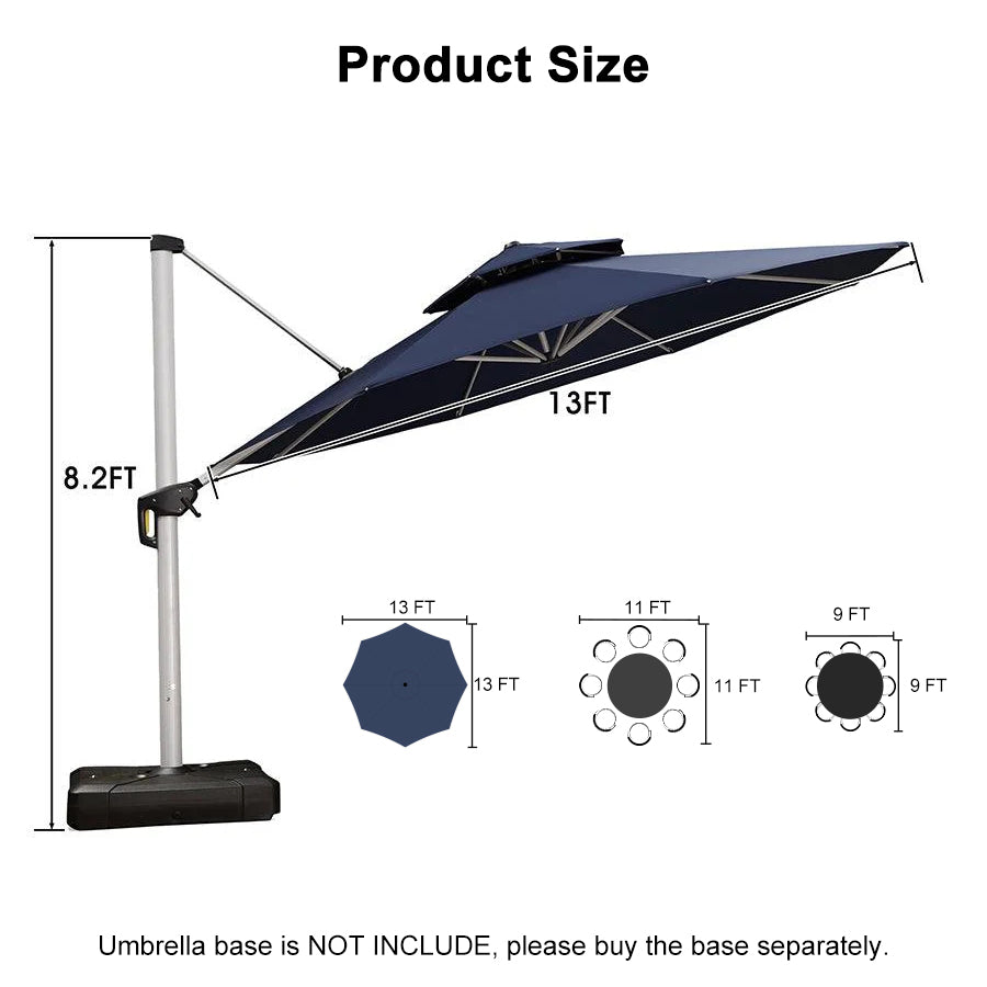 Clearance - PURPLE LEAF OPEN BOX Large Round Patio Cantilever Umbrella for Deck, Pool, Backyard