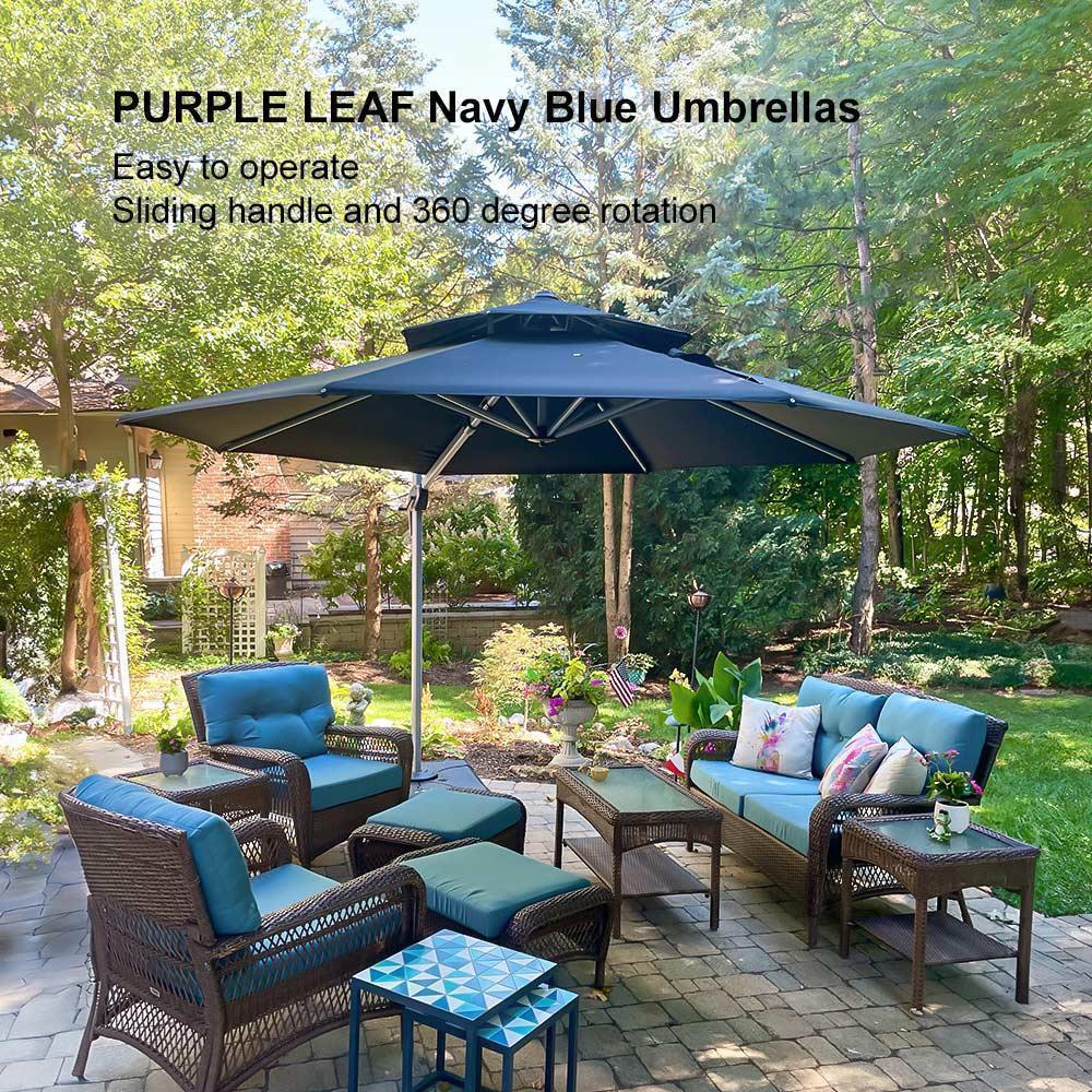 Clearance - PURPLE LEAF OPEN BOX Large Round Patio Cantilever Umbrella for Deck, Pool, Backyard