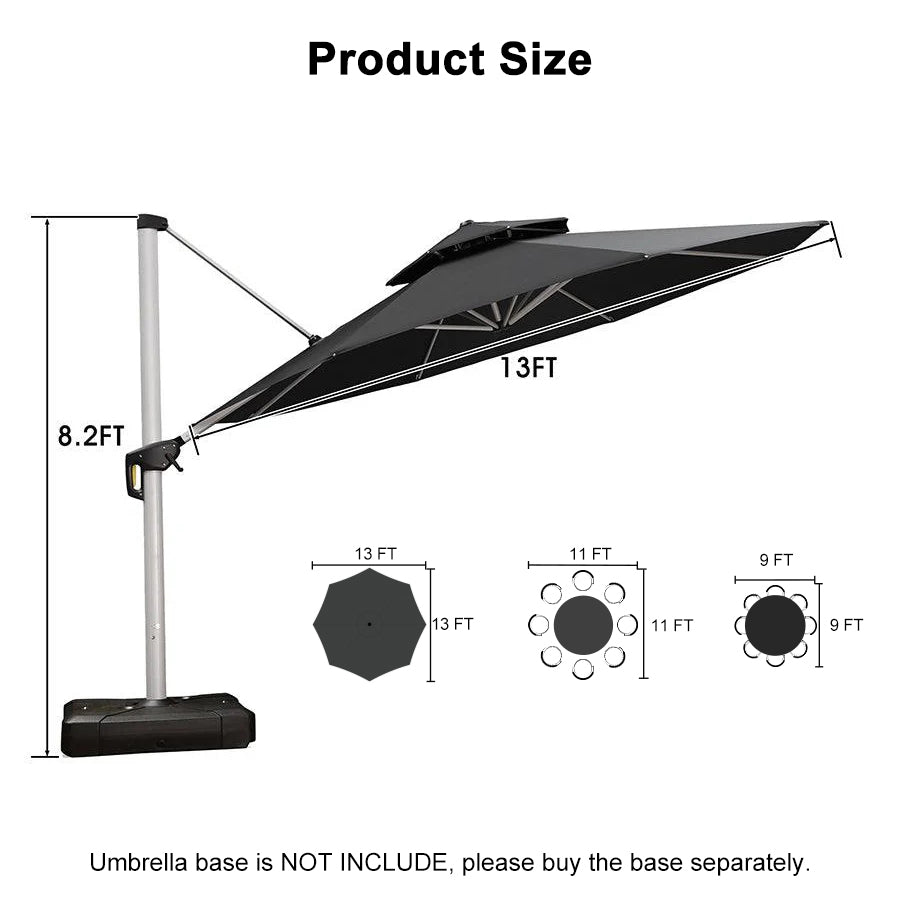 Clearance - PURPLE LEAF OPEN BOX Large Round Patio Cantilever Umbrella for Deck, Pool, Backyard