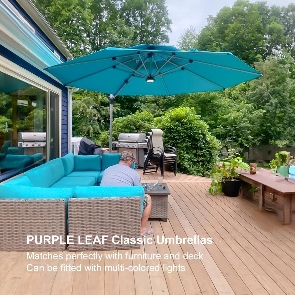 Clearance - PURPLE LEAF OPEN BOX Large Round Patio Cantilever Umbrella for Deck, Pool, Backyard