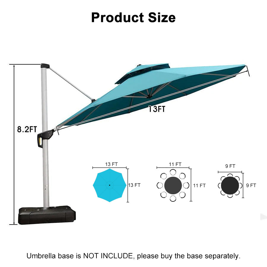 Clearance - PURPLE LEAF OPEN BOX Large Round Patio Cantilever Umbrella for Deck, Pool, Backyard