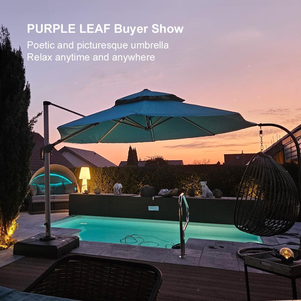 Clearance - PURPLE LEAF OPEN BOX Large Round Patio Cantilever Umbrella for Deck, Pool, Backyard