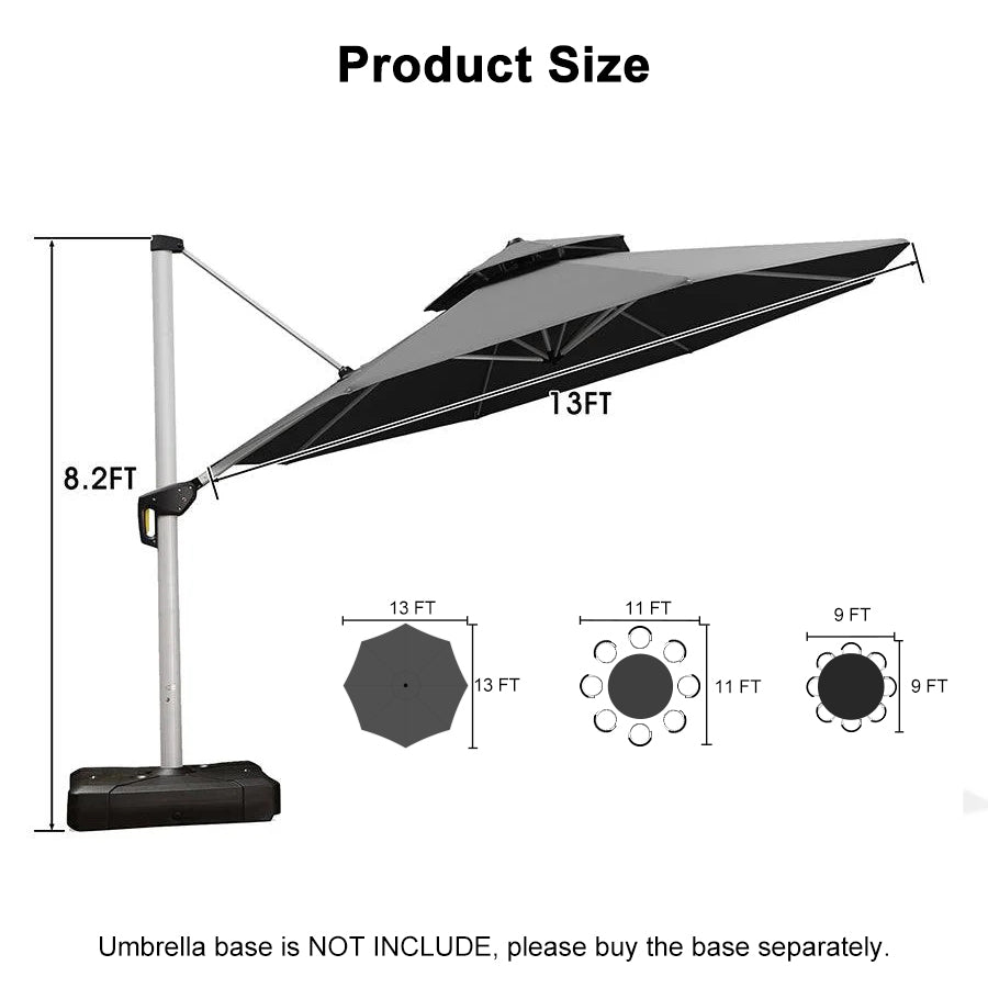 Clearance - PURPLE LEAF OPEN BOX Large Round Patio Cantilever Umbrella for Deck, Pool, Backyard