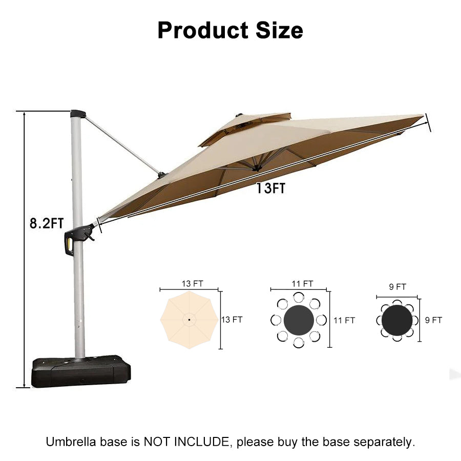 Clearance - PURPLE LEAF OPEN BOX Large Round Patio Cantilever Umbrella for Deck, Pool, Backyard