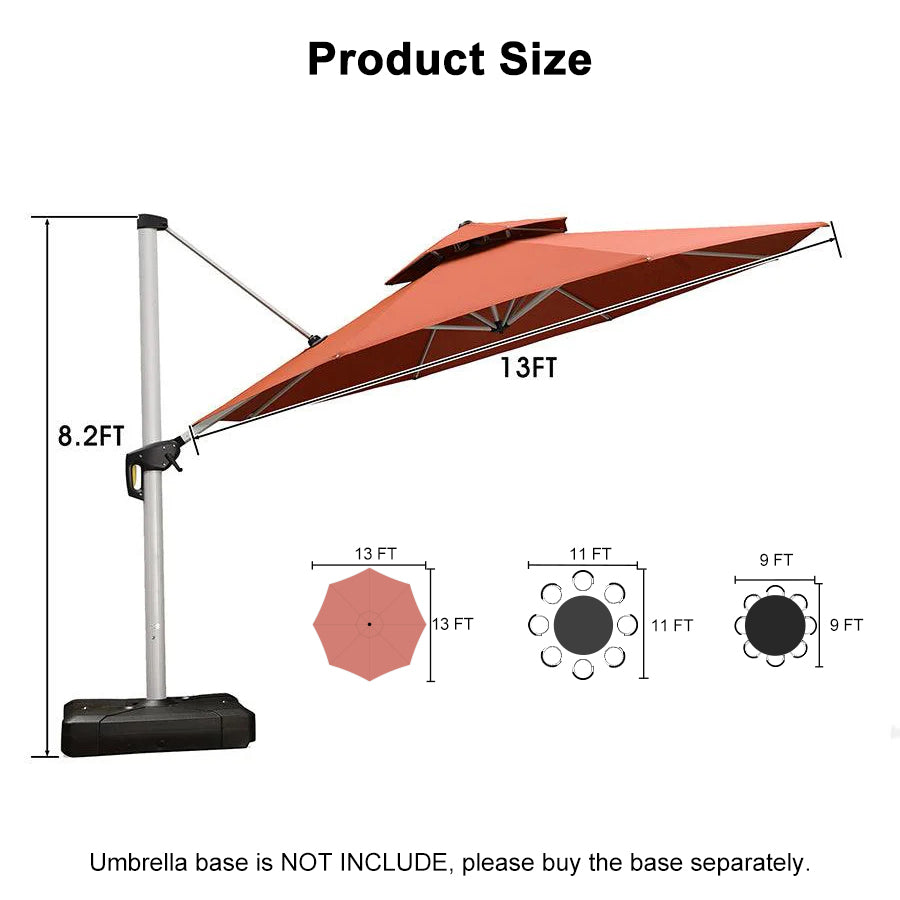 Clearance - PURPLE LEAF OPEN BOX Large Round Patio Cantilever Umbrella for Deck, Pool, Backyard