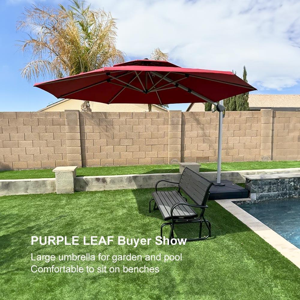 Clearance - PURPLE LEAF OPEN BOX Large Round Patio Cantilever Umbrella for Deck, Pool, Backyard
