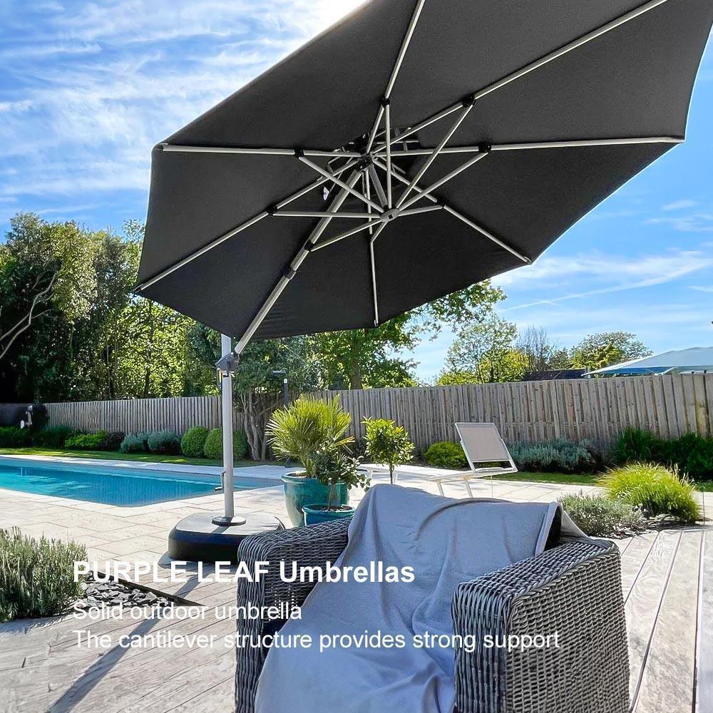 Clearance - PURPLE LEAF OPEN BOX Large Round Patio Cantilever Umbrella for Deck, Pool, Backyard