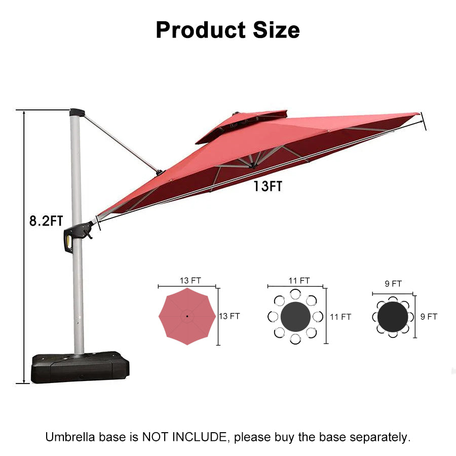 Clearance - PURPLE LEAF OPEN BOX Large Round Patio Cantilever Umbrella for Deck, Pool, Backyard