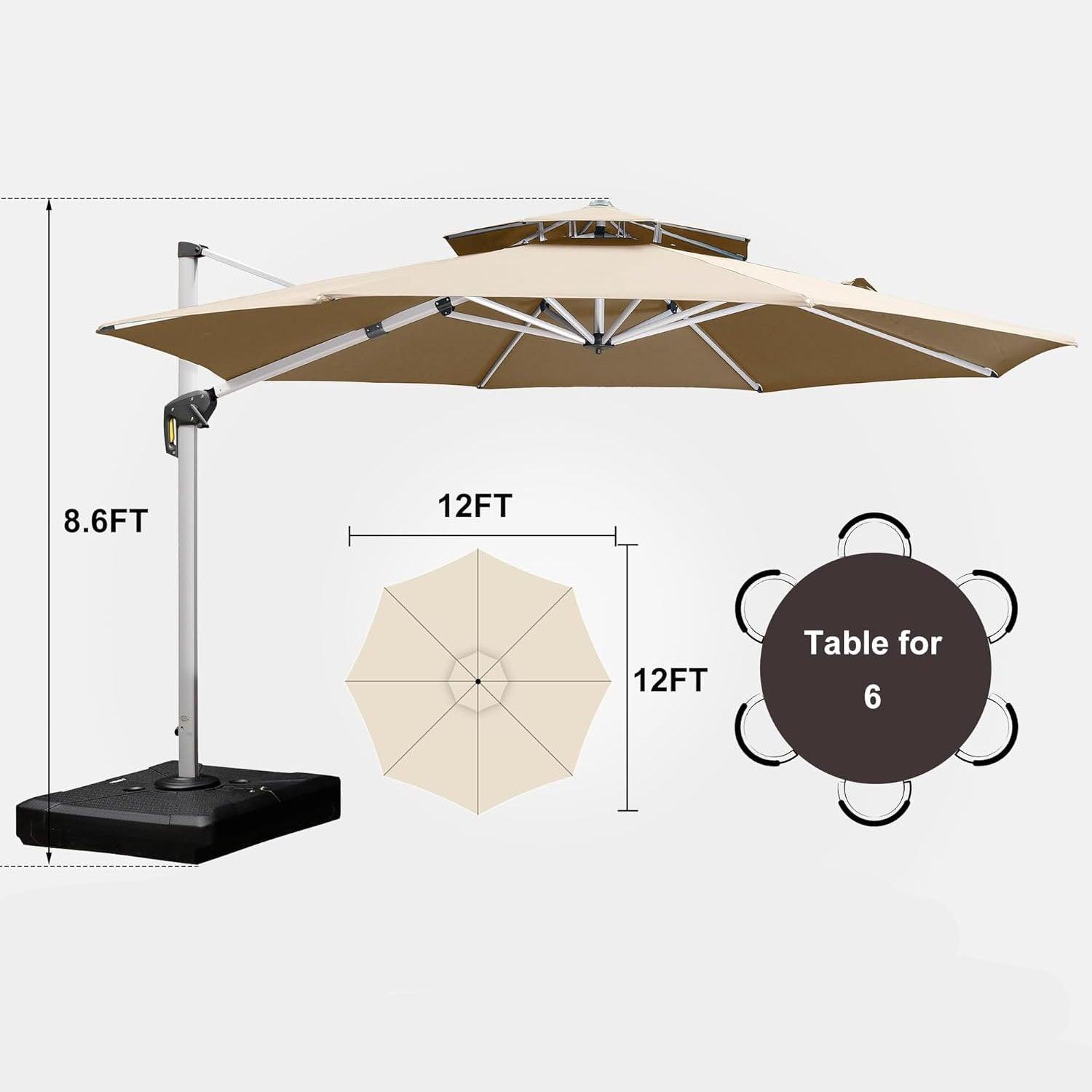 Clearance - PURPLE LEAF OPEN BOX Large Round Patio Cantilever Umbrella for Deck, Pool, Backyard