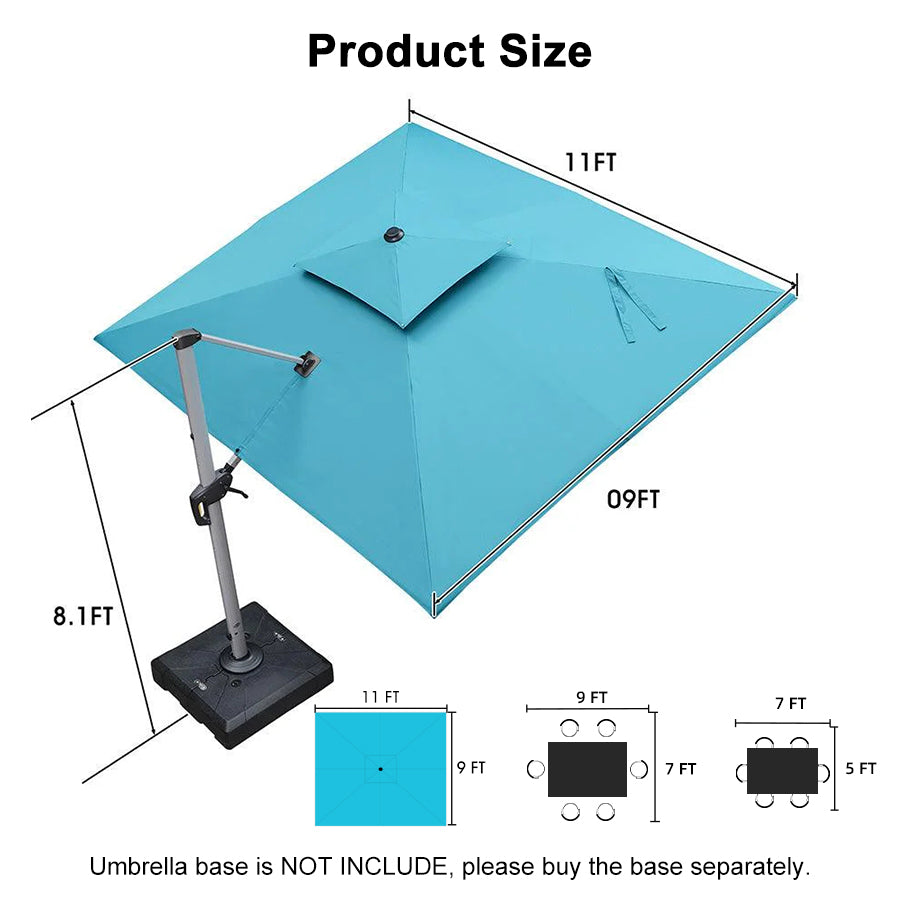 PURPLE LEAF Large Rectangular Porch Umbrella Outside Cantilever Patio Yard Umbrella