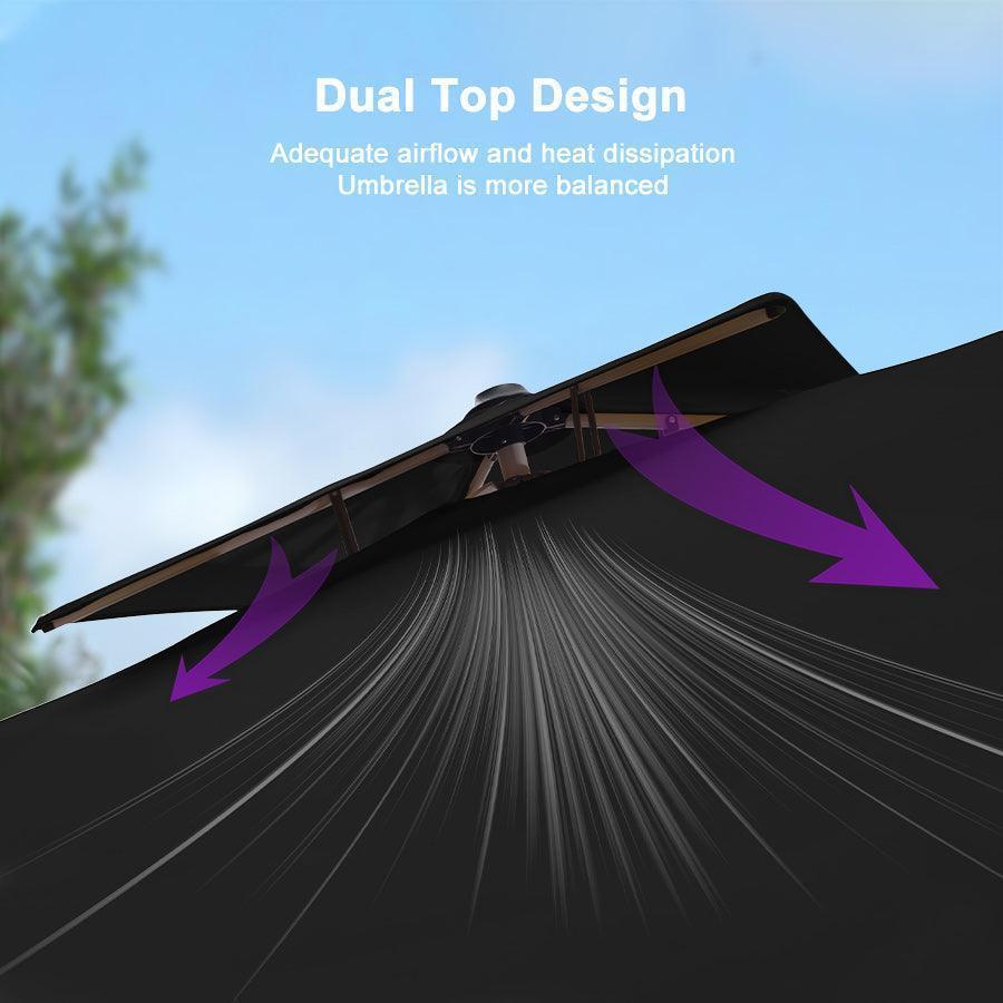 PURPLE LEAF Outdoor Windproof Umbrella, Square Cantilever Umbrella Outside Patio