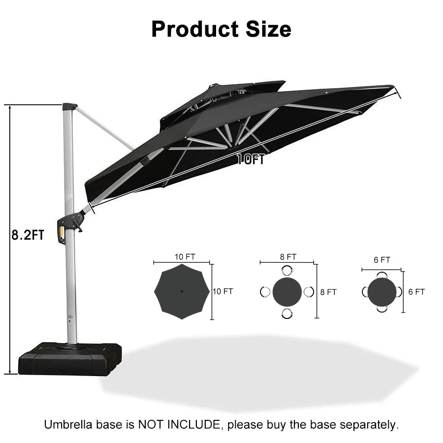 Clearance - PURPLE LEAF OPEN BOX Large Round Patio Cantilever Umbrella for Deck, Pool, Backyard