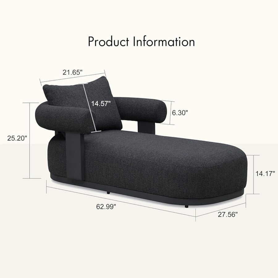 PURPLE LEAF  Provence Outdoor Chaise Lounge  Modern Luxury Aluminum Lounger Daybed with Olefin Lumbar Pillow and Armrest for Patio Poolside Beach Sunbathing Deck