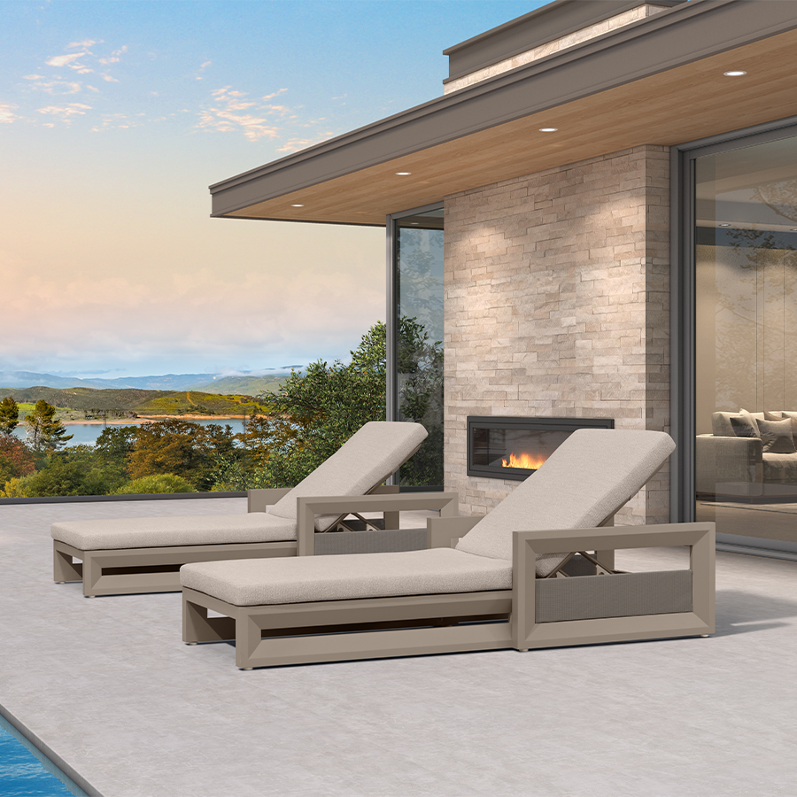 PURPLE LEAF Caesar Outdoor Chaise Lounge 2 in 1 Design Reclining Lounger Chair with Cushion Deluxe Aluminum Oversize Pool Lounge Chairs with Armrests & Backrest for Patio Poolside Backyard
