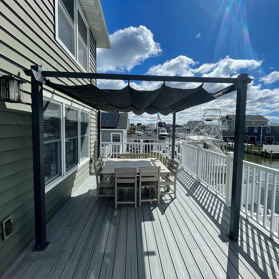 PURPLE LEAF Outdoor Pergola with Retractable Canopy Aluminum Shelter for Porch Garden  Beach Shade Pavilion Pergola Modern Backyard Deck
