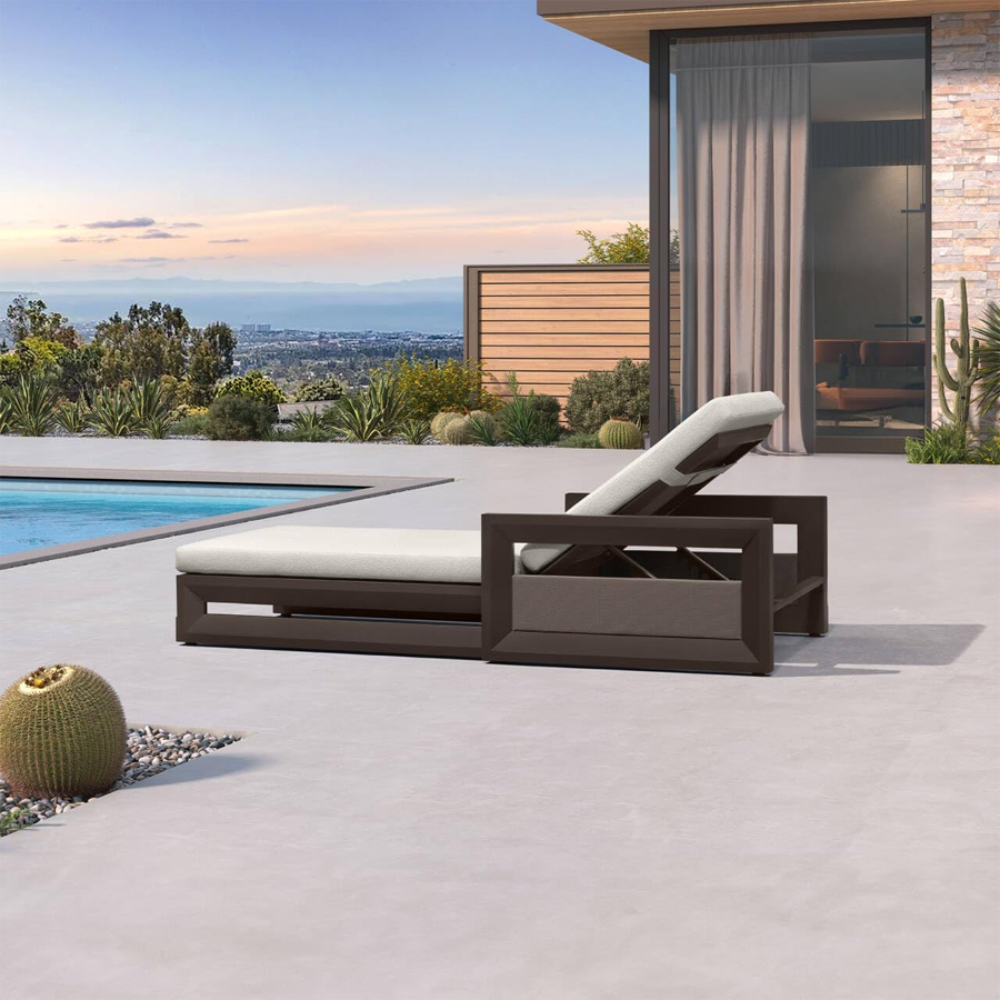 PURPLE LEAF Caesar Outdoor Chaise Lounge 2 in 1 Design Reclining Lounger Chair with Cushion Deluxe Aluminum Oversize Pool Lounge Chairs with Armrests & Backrest for Patio Poolside Backyard