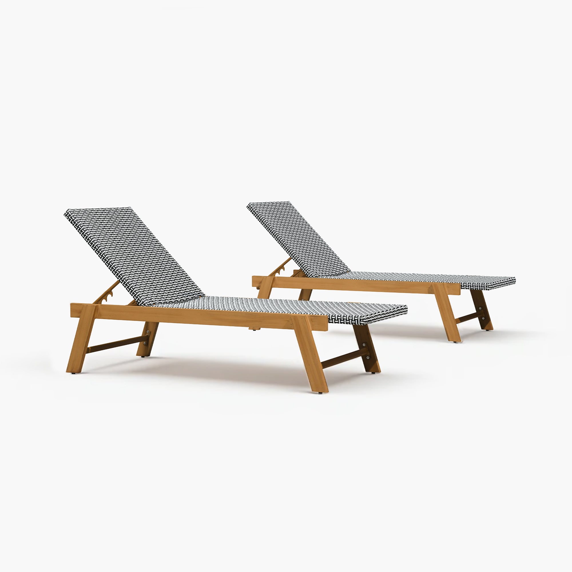 PURPLE LEAF Extra Large Patio Chaise Lounge French Outdoor Wicker Lounger Matte Teak Aluminum Frame 771LBS Capacity PE Rattan Adjustable Backrest for Pool Garden Beach Backyard