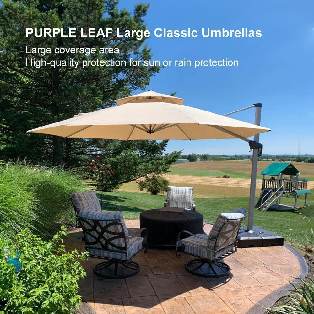 Clearance - PURPLE LEAF OPEN BOX Large Round Patio Cantilever Umbrella for Deck, Pool, Backyard