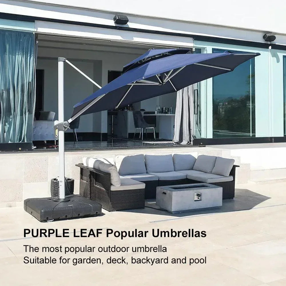 Clearance - PURPLE LEAF OPEN BOX Large Round Patio Cantilever Umbrella for Deck, Pool, Backyard