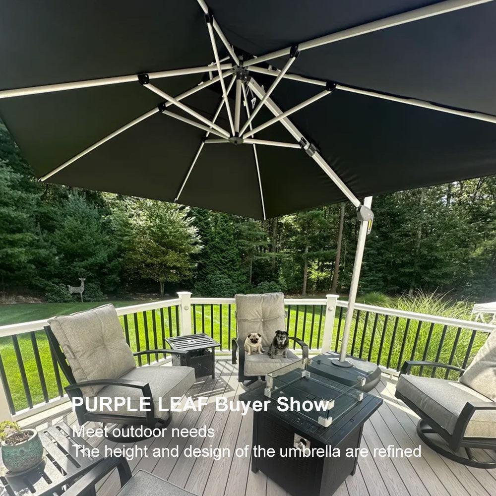 Clearance - PURPLE LEAF OPEN BOX Large Round Patio Cantilever Umbrella for Deck, Pool, Backyard