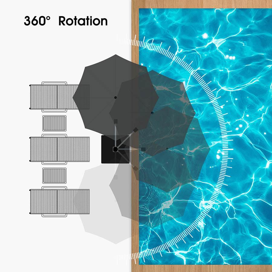 Clearance - PURPLE LEAF OPEN BOX Large Round Patio Cantilever Umbrella for Deck, Pool, Backyard