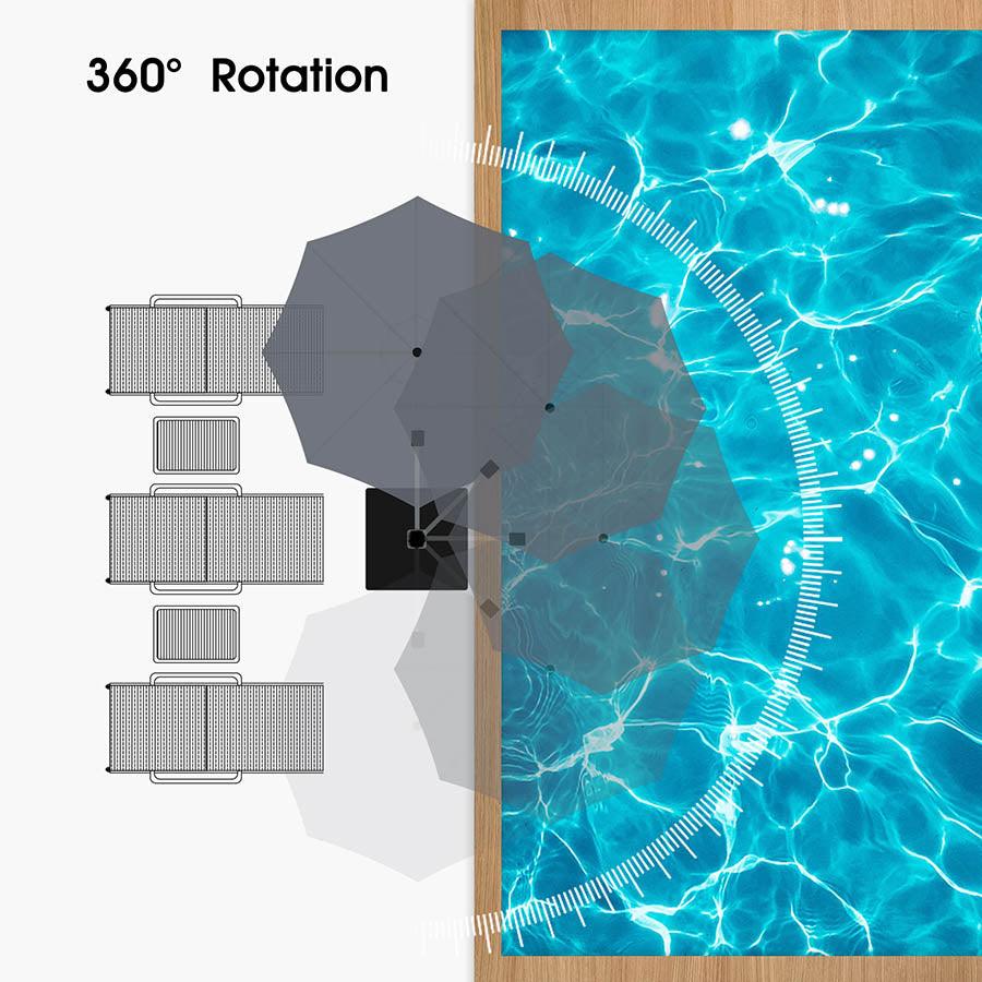Clearance - PURPLE LEAF OPEN BOX Large Round Patio Cantilever Umbrella for Deck, Pool, Backyard