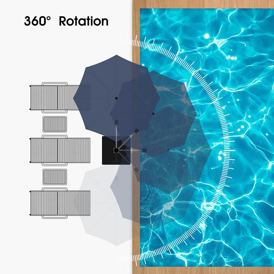 Clearance - PURPLE LEAF OPEN BOX Large Round Patio Cantilever Umbrella for Deck, Pool, Backyard