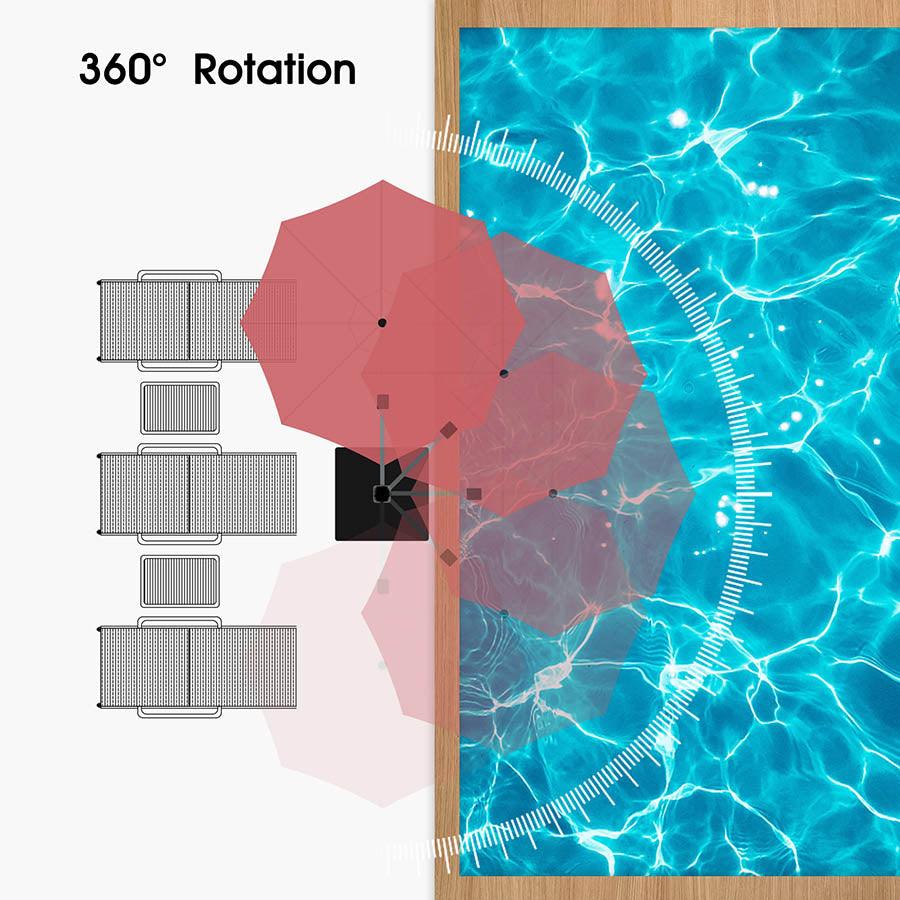 Clearance - PURPLE LEAF OPEN BOX Large Round Patio Cantilever Umbrella for Deck, Pool, Backyard