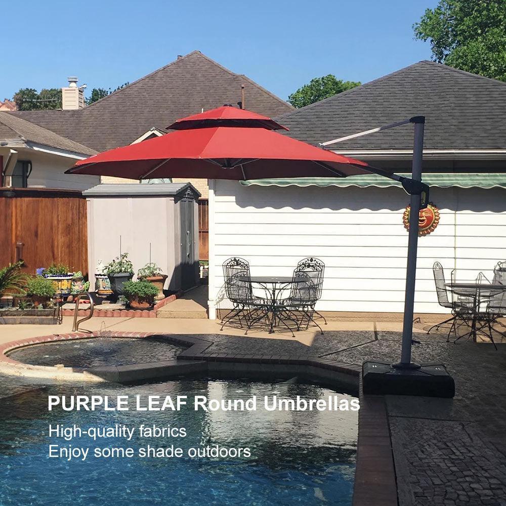 Clearance - PURPLE LEAF OPEN BOX Large Round Patio Cantilever Umbrella for Deck, Pool, Backyard