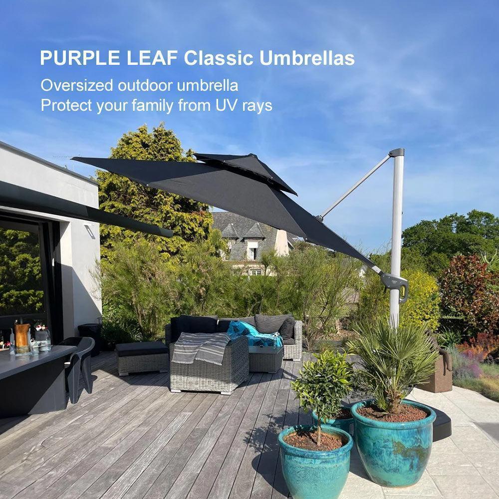 Clearance - PURPLE LEAF OPEN BOX Large Round Patio Cantilever Umbrella for Deck, Pool, Backyard