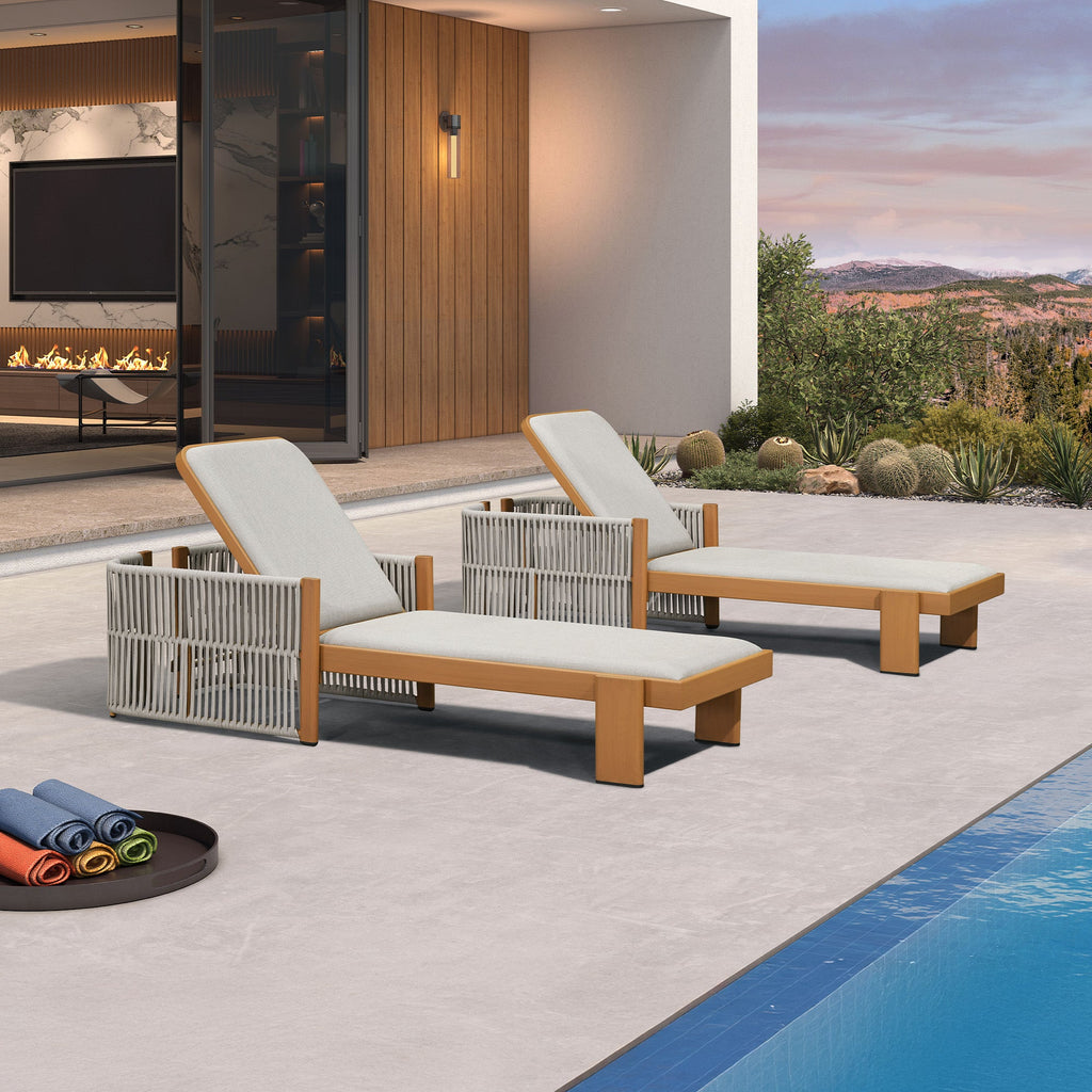 PURPLE LEAF Outdoor Chaise Lounge with Wraparound Armrests and Cushion Aluminum Reclining Tanning Pool Lounge Chairs for Patio Poolside Backyard