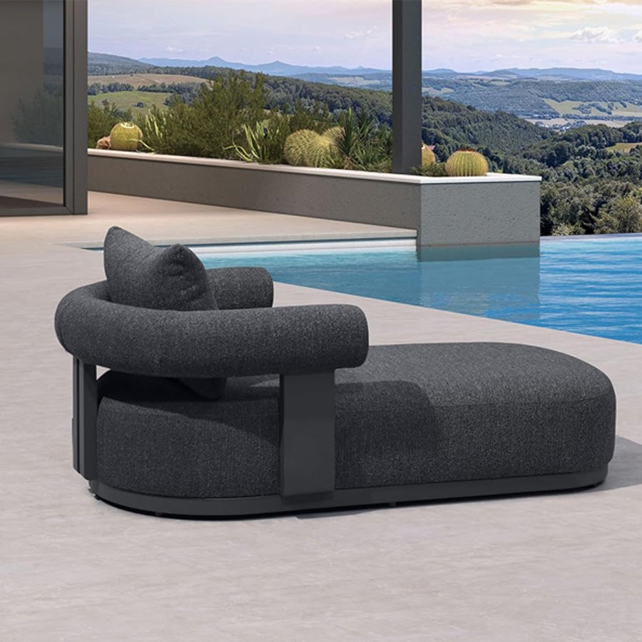 PURPLE LEAF  Provence Outdoor Chaise Lounge  Modern Luxury Aluminum Lounger Daybed with Olefin Lumbar Pillow and Armrest for Patio Poolside Beach Sunbathing Deck