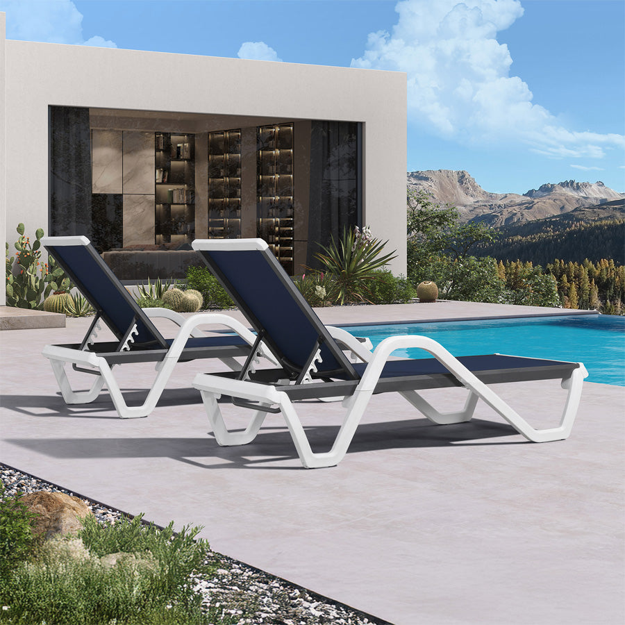 Clearance-PURPLE LEAF Patio Chaise Lounge Plastic Pool Outdoor Lounge Chair with Aluminum Frame Stackable Patio Tanning Chairs for Poolside Sunbathing Beach Deck Yard