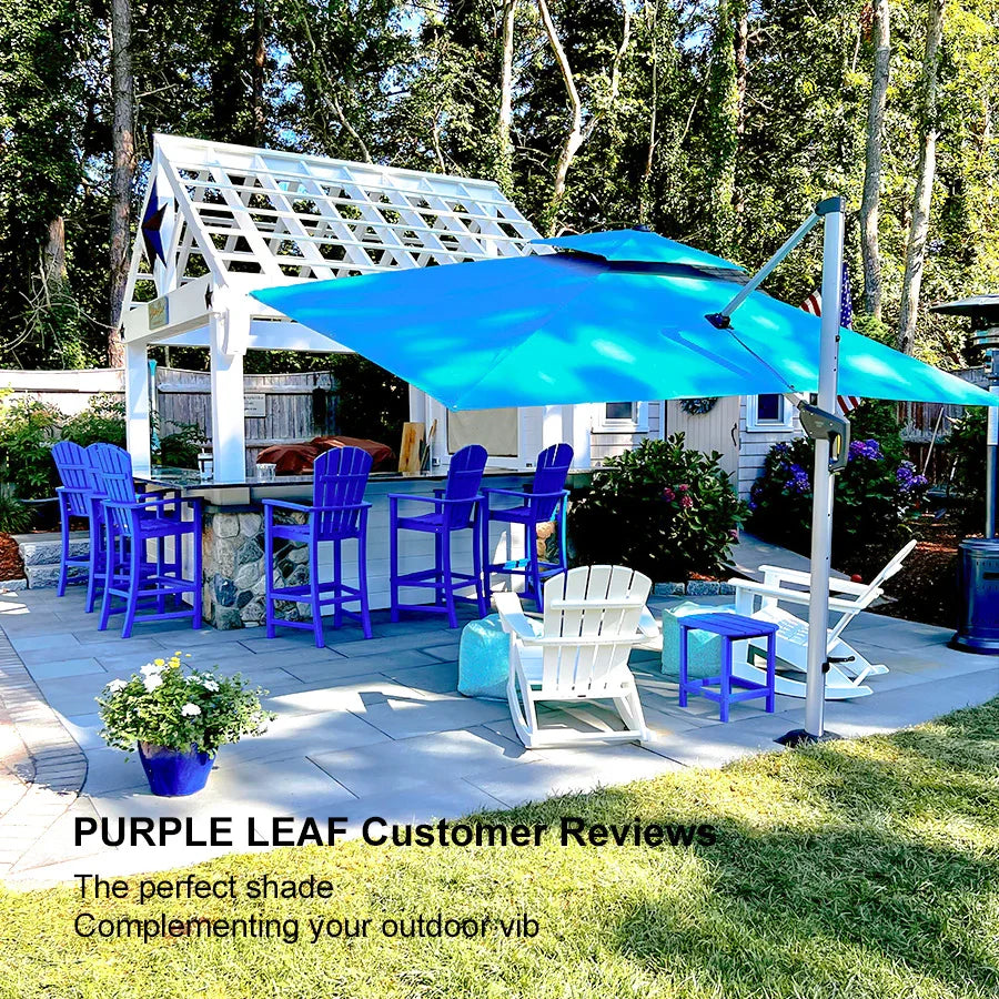 PURPLE LEAF Outdoor Windproof Umbrella, Square Cantilever Umbrella Outside Patio