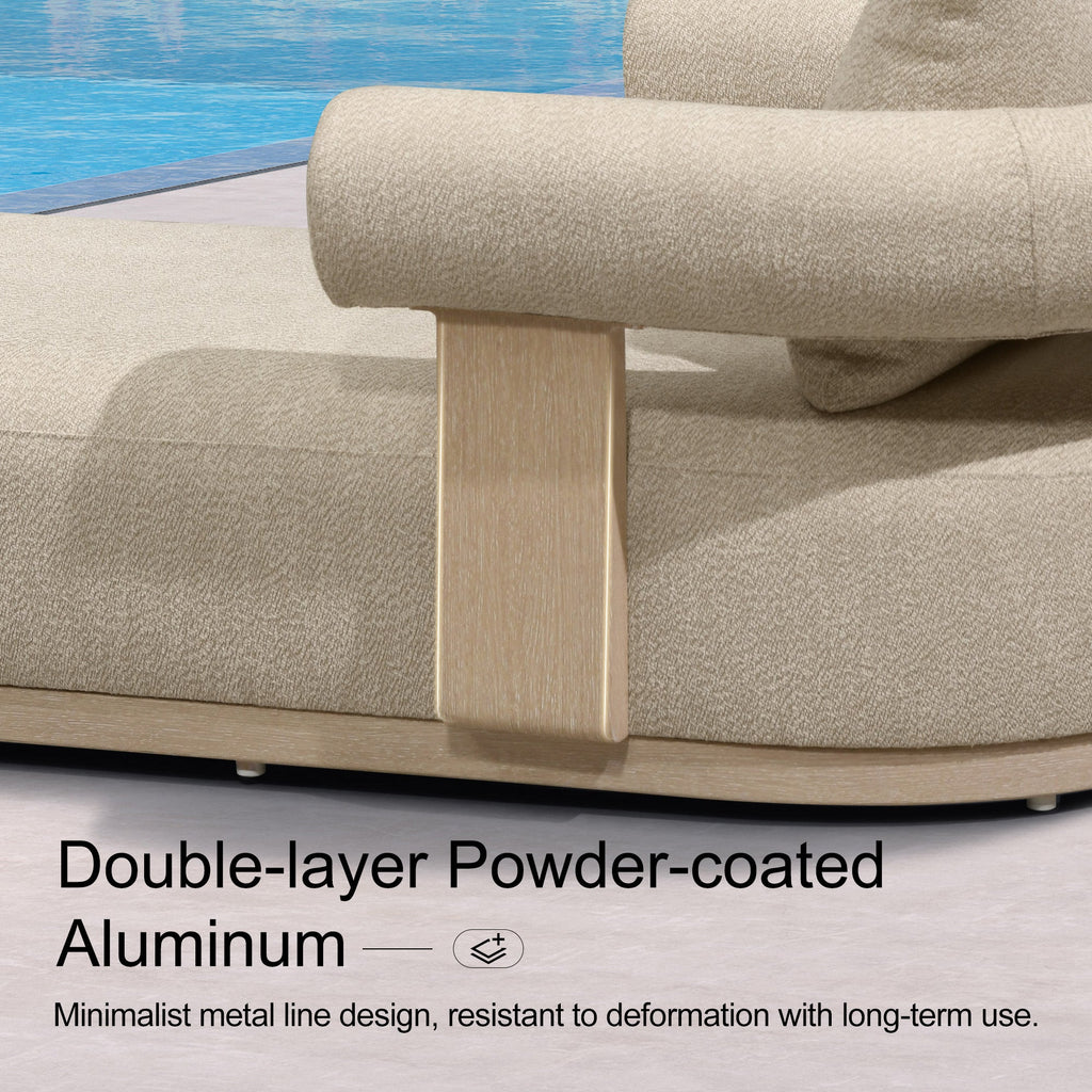 PURPLE LEAF  Provence Outdoor Chaise Lounge  Modern Luxury Aluminum Lounger Daybed with Olefin Lumbar Pillow and Armrest for Patio Poolside Beach Sunbathing Deck