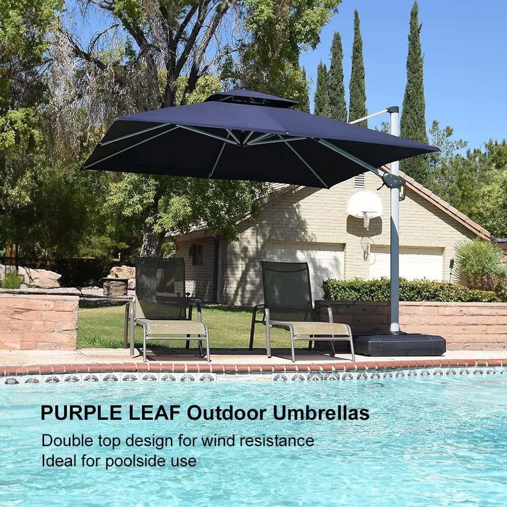 PURPLE LEAF Large Rectangular Porch Umbrella Outside Cantilever Patio Yard Umbrella