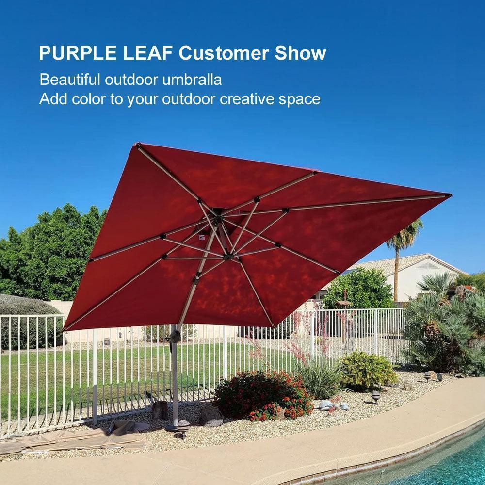 PURPLE LEAF Outdoor Windproof Umbrella, Square Cantilever Umbrella Outside Patio