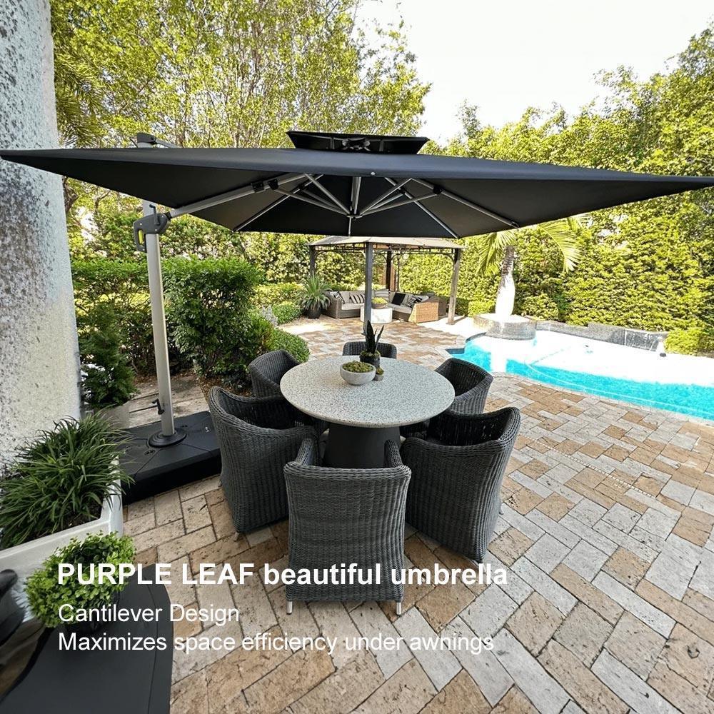 PURPLE LEAF Outdoor Windproof Umbrella, Square Cantilever Umbrella Outside Patio