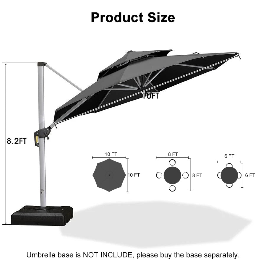 Clearance - PURPLE LEAF OPEN BOX Large Round Patio Cantilever Umbrella for Deck, Pool, Backyard