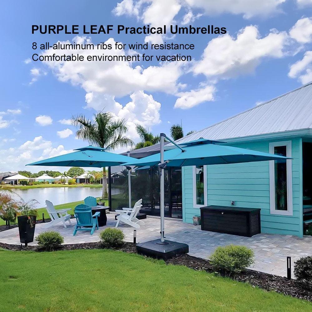 PURPLE LEAF Outdoor Windproof Umbrella, Square Cantilever Umbrella Outside Patio