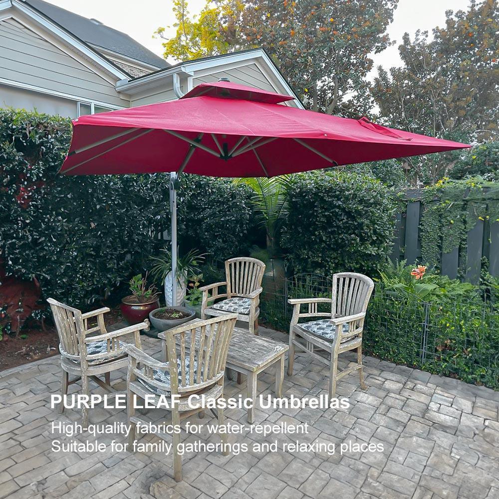 PURPLE LEAF Outdoor Windproof Umbrella, Square Cantilever Umbrella Outside Patio