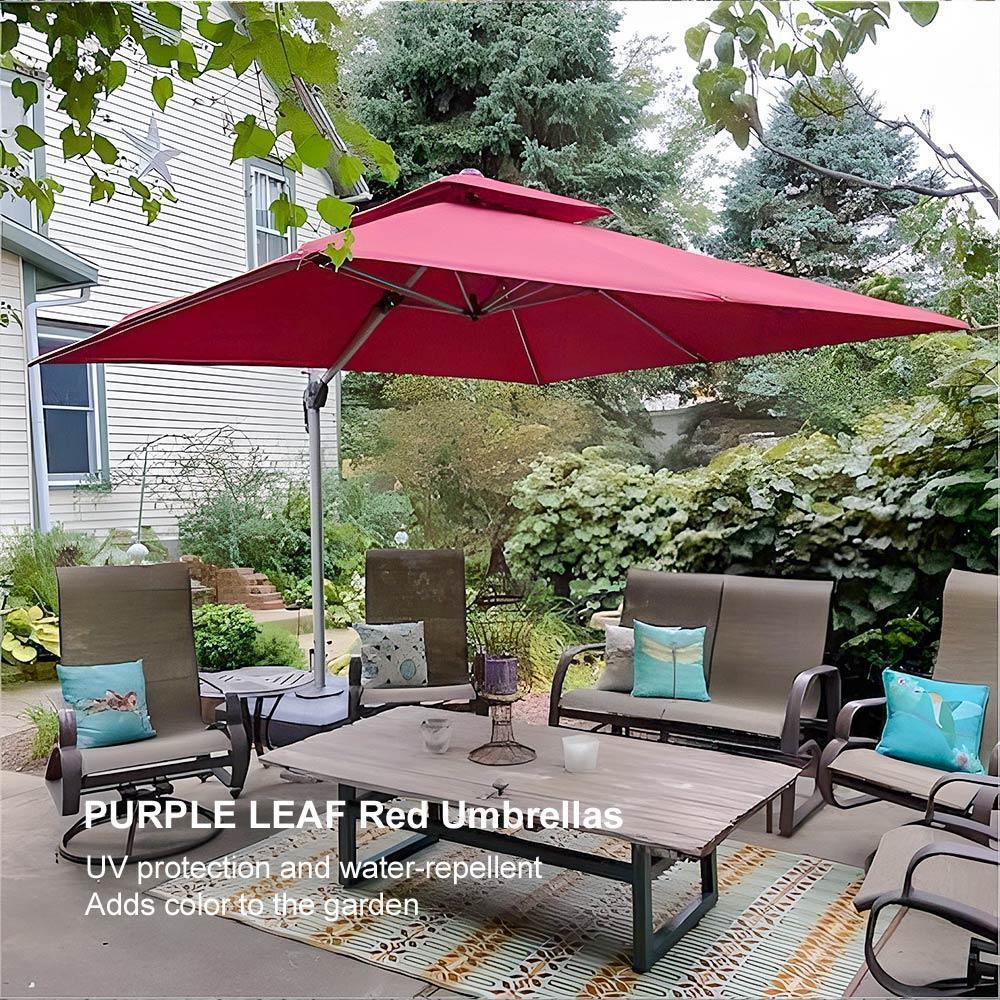 PURPLE LEAF Outdoor Windproof Umbrella, Square Cantilever Umbrella Outside Patio