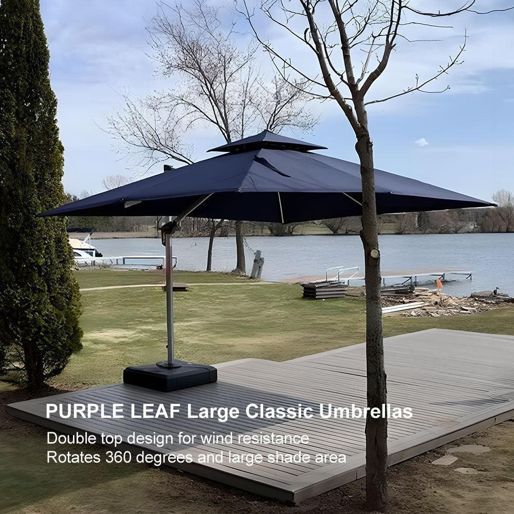 PURPLE LEAF Outdoor Windproof Umbrella, Square Cantilever Umbrella Outside Patio
